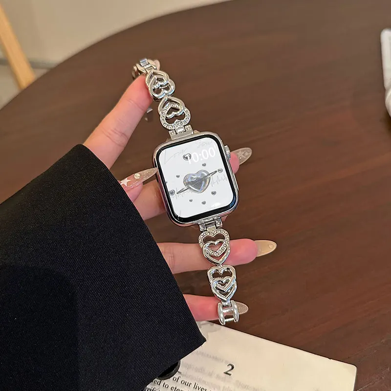 

Love Watchband For Apple Watch Ultra 2 49mm Band Serie 9 8 7 6 5 4 3 SE Diamond Strap Bracelet For iWatch 44 45 38 40 41 42mm