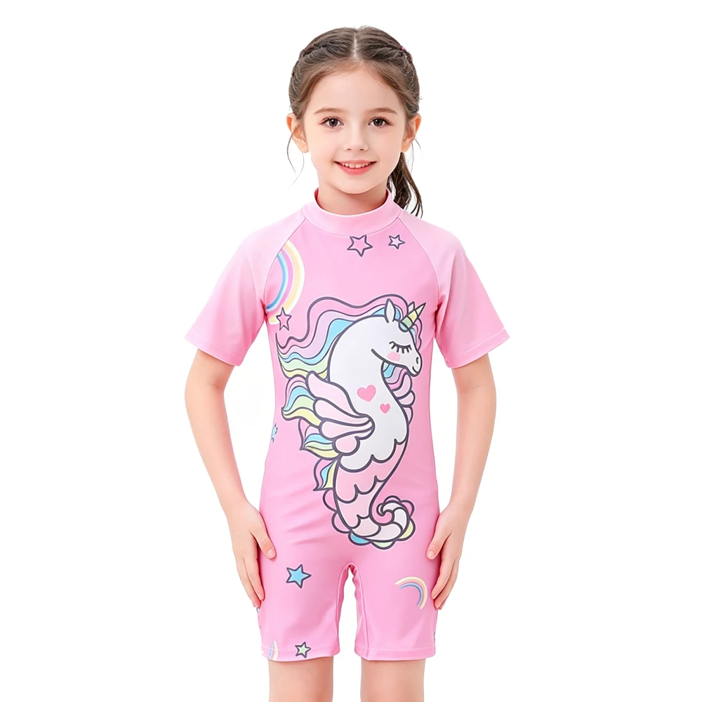 Children's Swimwear One-piece Swimsuit For Boys and Girls Little Kids Big Kids Sun Protection Hot Spring Unicorn Swimming Set - 4