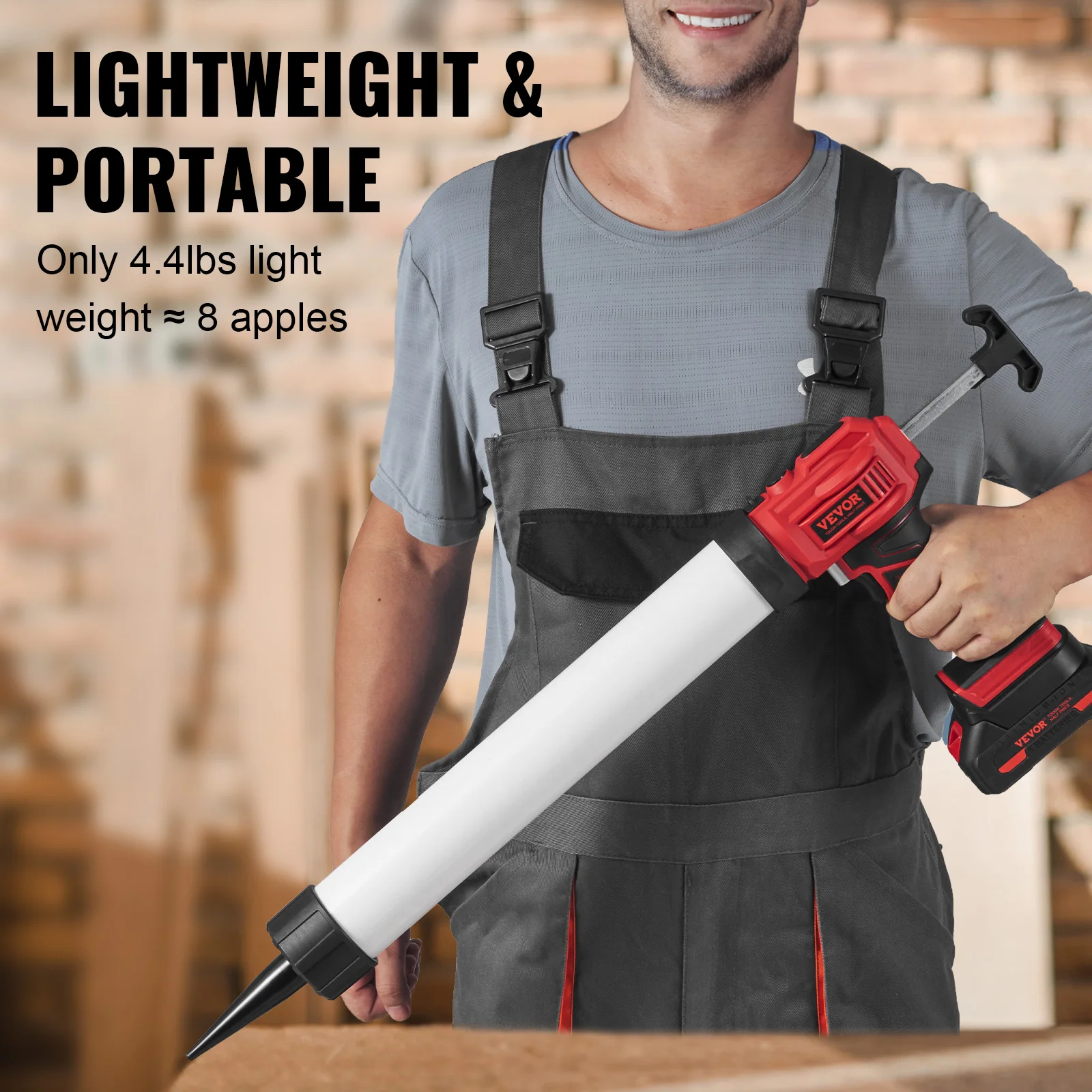 VEVOR Cordless Caulking Gun 20oz/600ml 20V Electric Sausage Caulking Gun with 4 Adjustable Speeds Anti-Drip Battery Powered 6