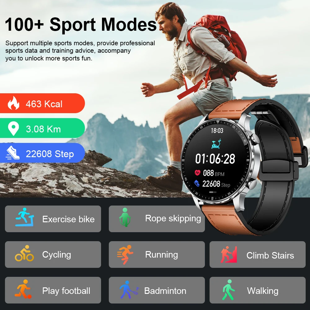 New Men Smart Watch 100+Sport Fitness Tracker BluetoothCall SpO2 Health Monitoring Smartwatch For Men Magnetic Buckle Wristwatch