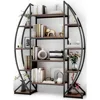 Large Oval Bookshelf, 70“ Tall Open 5 Tier Industrial Bookcases, Modern Etagere Bookcase Furniture, Wall Units for Living Room, 1