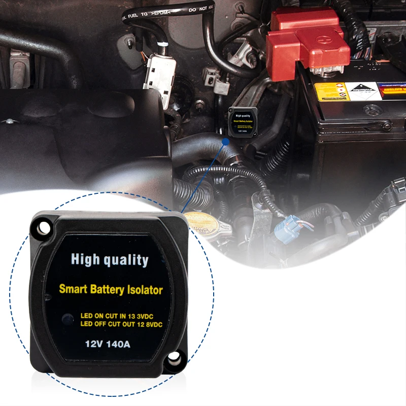 DaierTek Dual Battery Smart Isolator 12V 140A Voltage Sensitive Split Charge Relay VSR Car Accessories Relay VSR ​for Camper