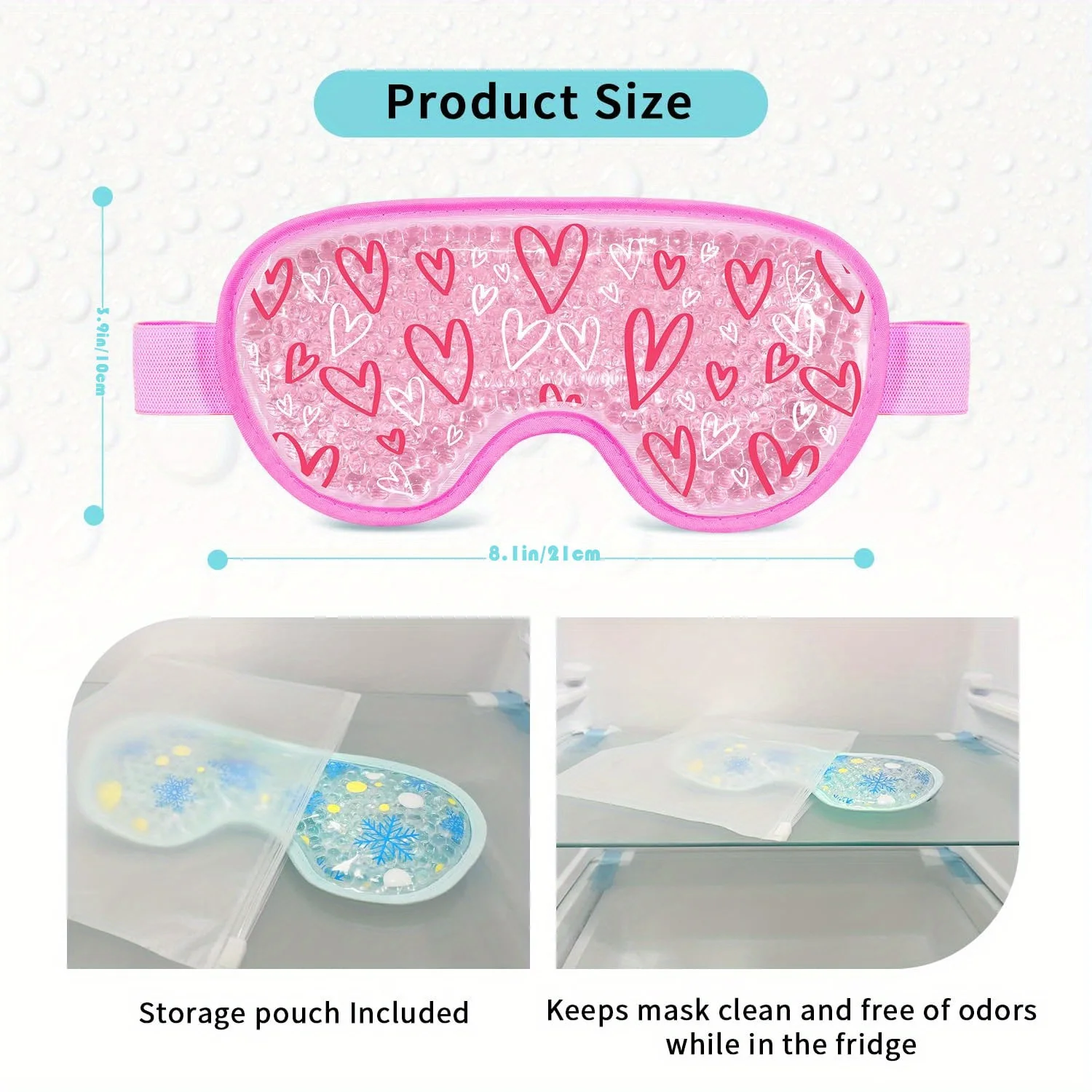 1Pc Gel Cooling Eye Mask for Eyes - Reusable, Adjustable, Soothing Ice Pack Eye Mask with Plush Backing, Paraben Free 2