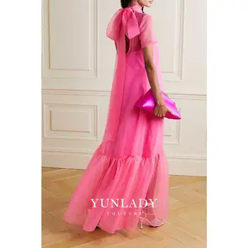 YUNLAN Korean Style Ivory Bow Adorned Light Wedding Dresses Elegant Navy Blue Wedding Guest Maxi Gown