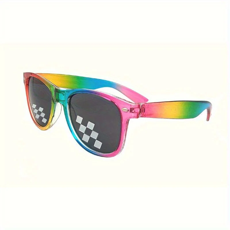 Mosaic Rainbow Fashion Glasses Shade Camera Decorative Glasses for Men And Women Sports Party Vacation Travel Driving Photo Prop