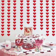 Guirnalda de corazones rojos DIY, guirnalda colgante para el Día de San Valentín, decoración para fiesta de cumpleaños, aniversario de boda