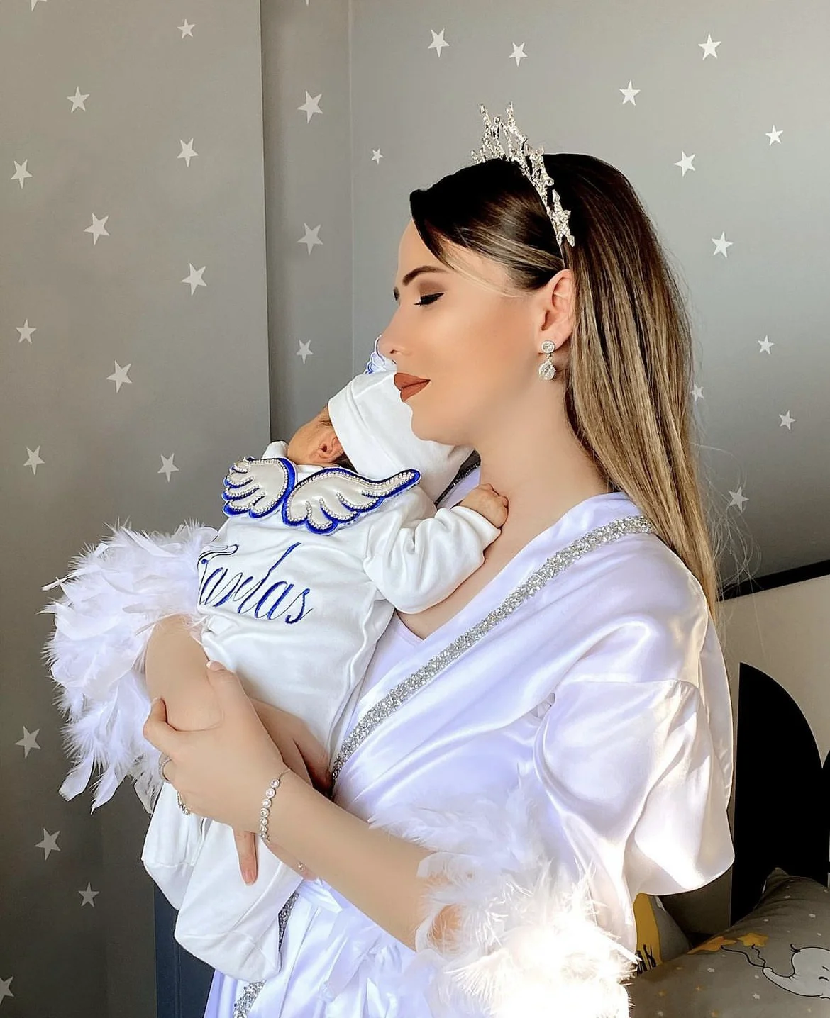 Hospital Exit Newborn Wings Romper & Swaddle Set - Embroidered Blanket and Nursery Bedding Collection