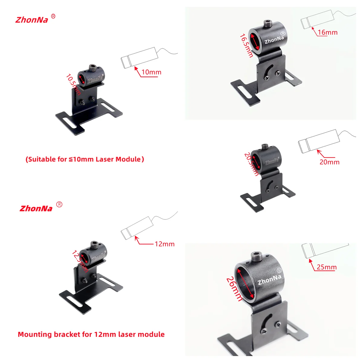 16mm Wood Machine Laser Line Locator Mount Metal Bracket for DIY Positioner Rotary Axis 12mm16mm20mm25mm Module Optional