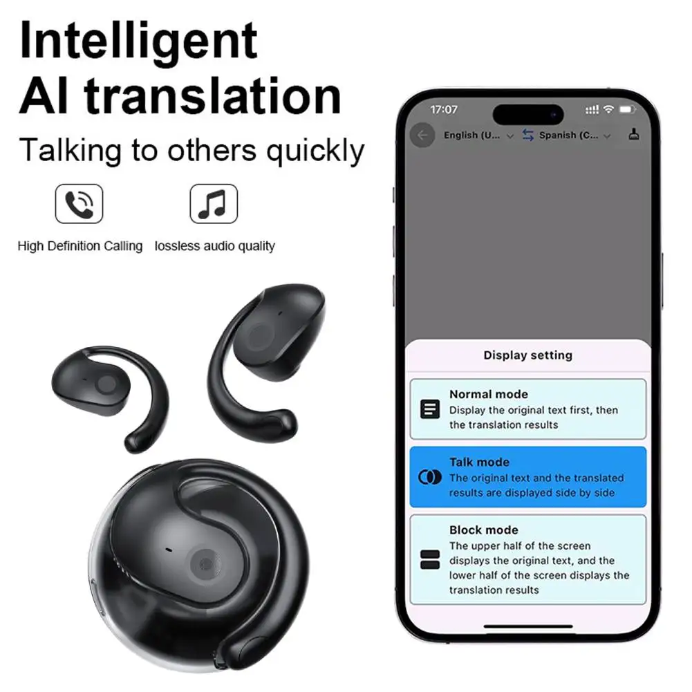 Wireless BT AI Translation Earbuds 99% Accuracy 144 Languages Smart Voice Translator for Travel and Business