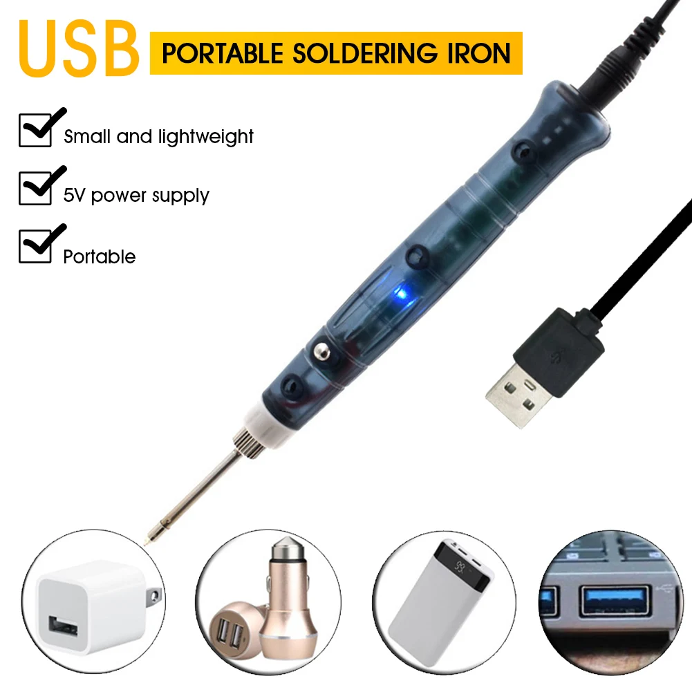 

Portable USB Soldering Iron Professional Electric Heating Tools Rework With Indicator Light Handle Welding Gun BGA Repair Tool