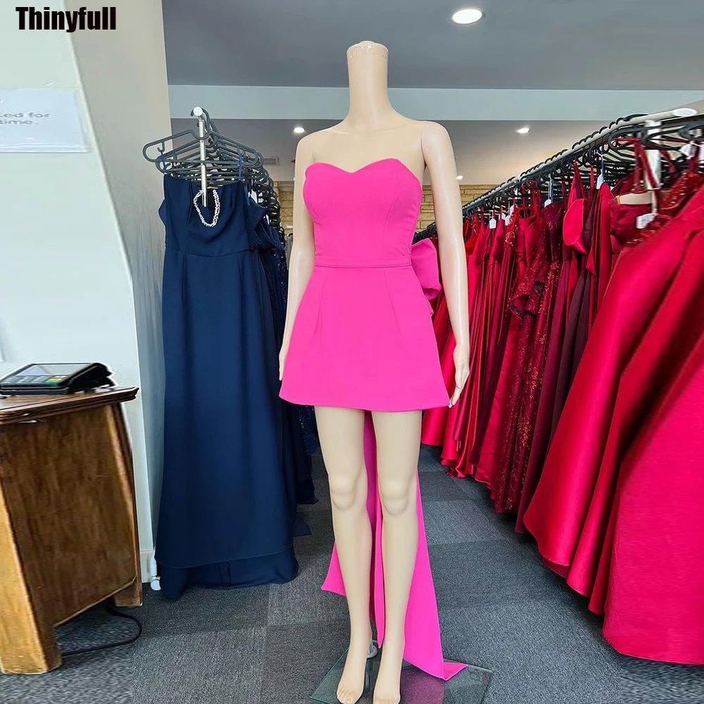 

Thinyfull A-line Short Prom Dresses Sweetheart Sleeveless Evening Party Dress with Bow Girl Birthday Party Formal Occasion Gown