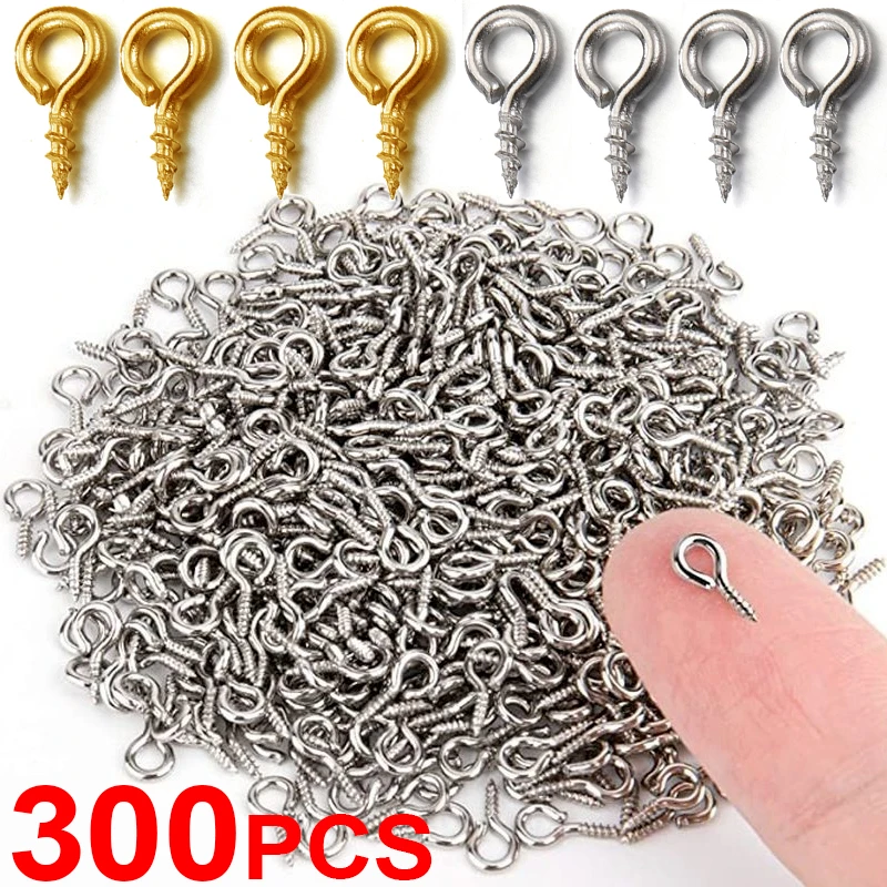 300pcs Small Tiny Mini Eye Pins Eyepins Hooks Eyelets Screw Threaded