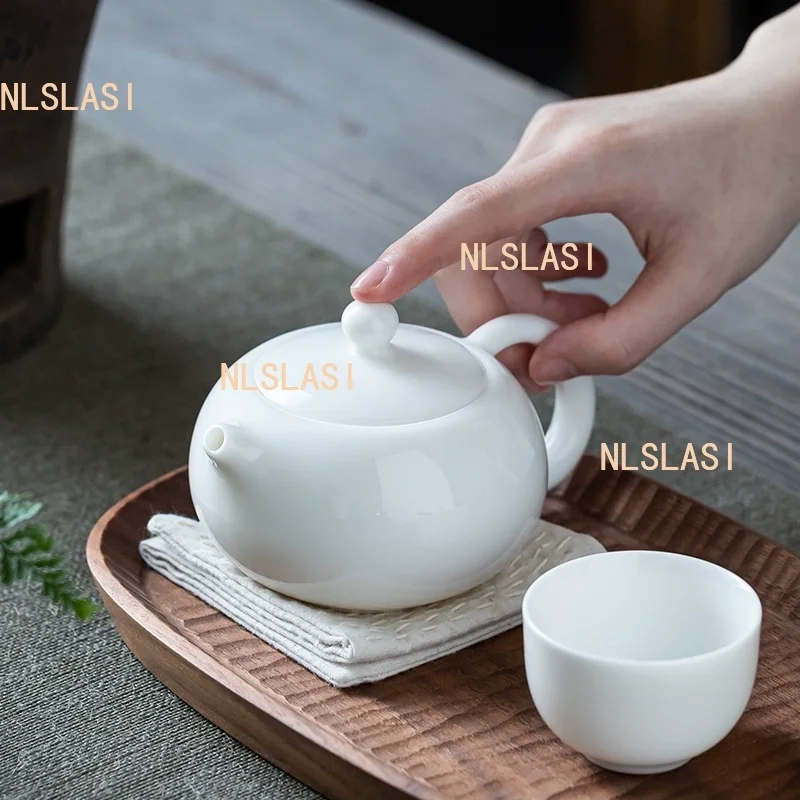 Mutton Fat Jade White Porcelain Teapot Ball Hole Filter Tea Infuser Handmade Ceramic Xishi Tea Pot Chinese Tea Ceremony Supplies