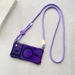Adjustable Lanyard Phone Case with Anti - Drop Magnetic Protection - iPhone 17 Pro (PURPLE)