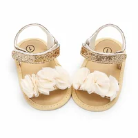 Jlong Summer Newborn Baby Shoes Girls Flower Lace Sandals Fashion Toddler Soft-soled Non-slip Infant Crib Shoes 0-18 months 1
