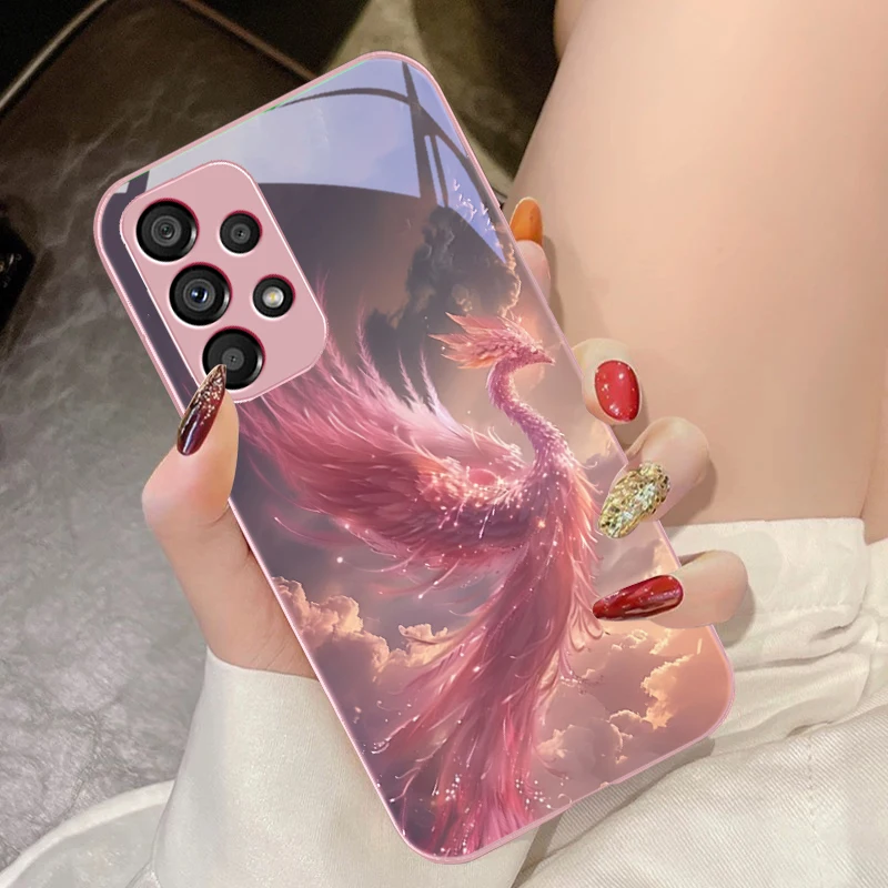 Golden Phoenix Unfolding Tempered Glass Phone Case