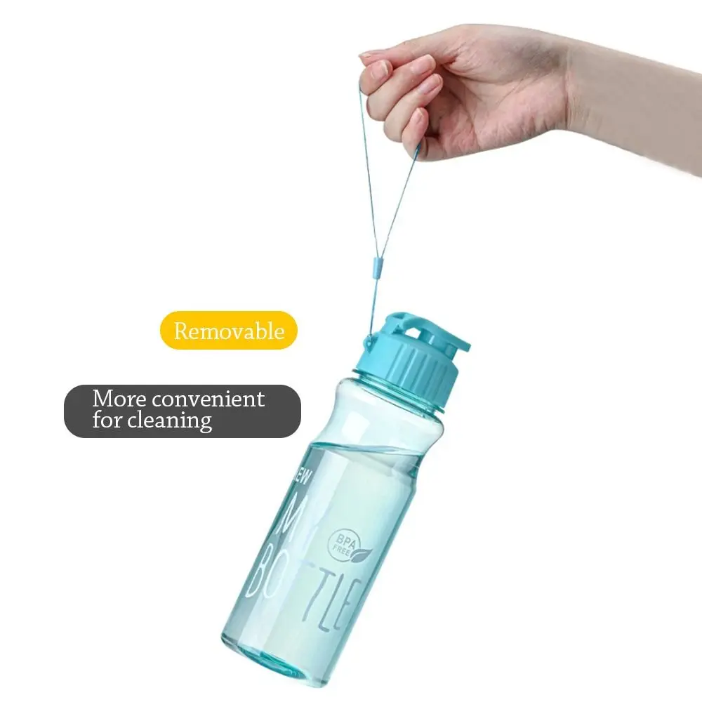 600ml Plastic Water Bottle Portable Sport Cup with Rope Anti-drop Outdoor Water Container Cute Student Couple Water Cup Mug Gift