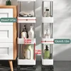 3/4 Tier Movable Gap Storage Rack Rolling Utility Cart Storage Shelf Kitchen Bathroom Slim Slide Organizer Shelf Livingroom 5