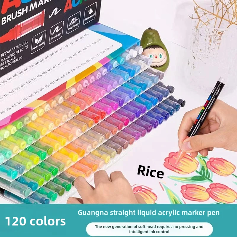 24-168pcs GuangNa Acrylic Color Markers Soft Head Painted for Wood Ceramic Festival DIY Box Gift Marker Set Festival Art Supply