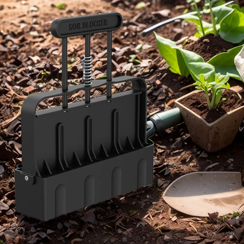 4 Cell Handheld Soil Blocker with Anti Slip Handle Manual Soil Block Maker Soil Cube Maker Ergonomic for Home Garden Lawn Farm 2