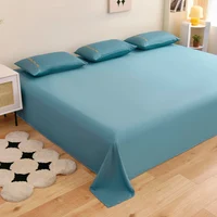 Large Size Solid Color Bed Sheets Mattress Cover Soft Quality Bedding Flat Sheet Wrinkle-Free Stain-Resistant Room Decoration 3