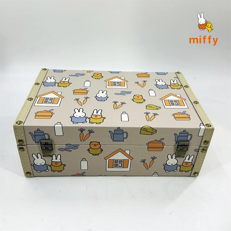 Kawaii Miffy Suitcase Creative Retro Portable Luggage Dopamine High Quality Travel Trunk Fashion Anime Accessories Perfect Gifts