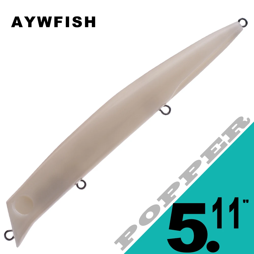

AYWFISH 10 шт./лот, 13 см, 12,6 г, Неокрашенная наживка для ходунков, погремушки, искусственный Жесткий Пластиковый Поппер, рыболовные приманки, заготовки