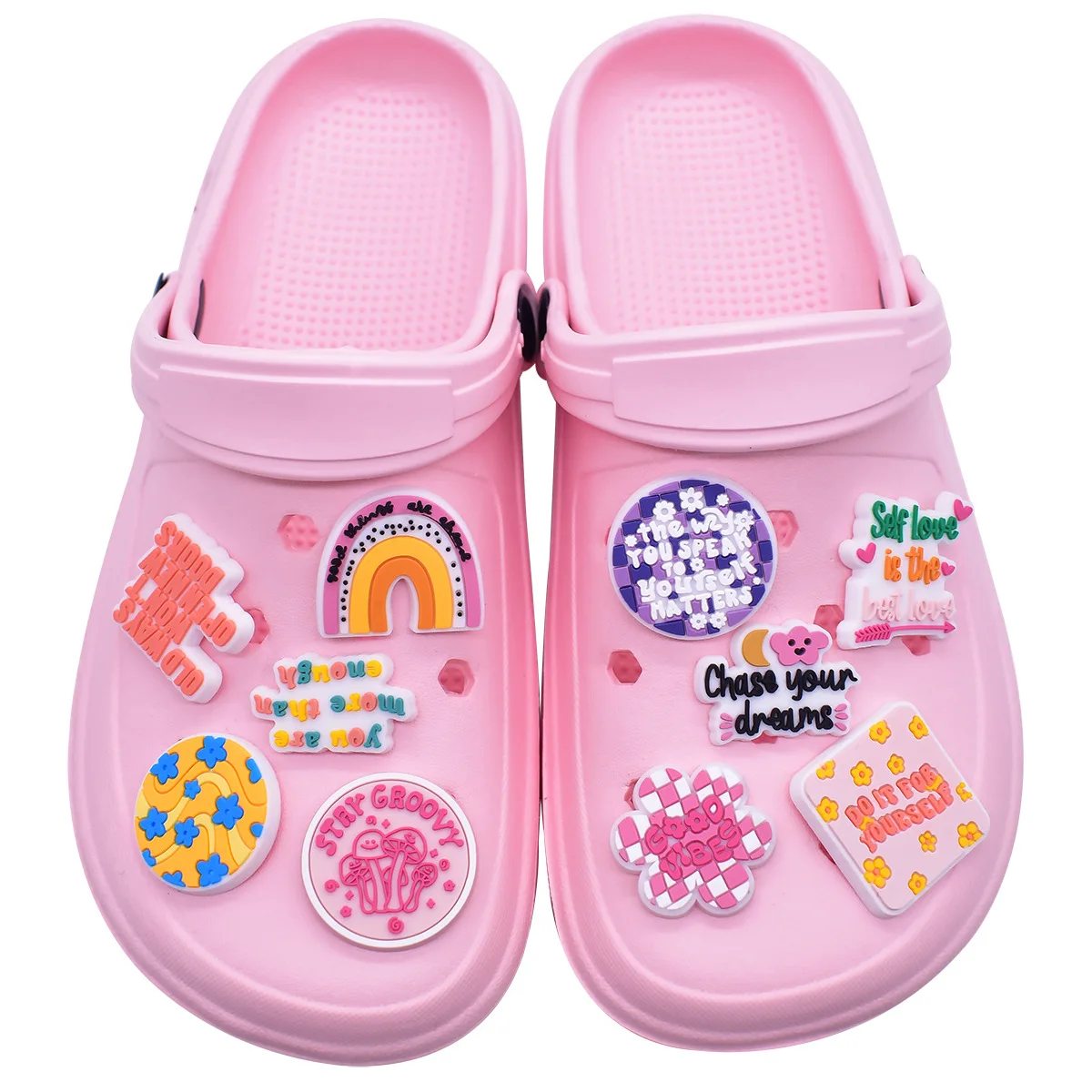 

1pc Shoes Accessories For Sandals Buckle With Motivational Phrases Decoration For Women Kids Favors Men Badges Boy Girl Gift