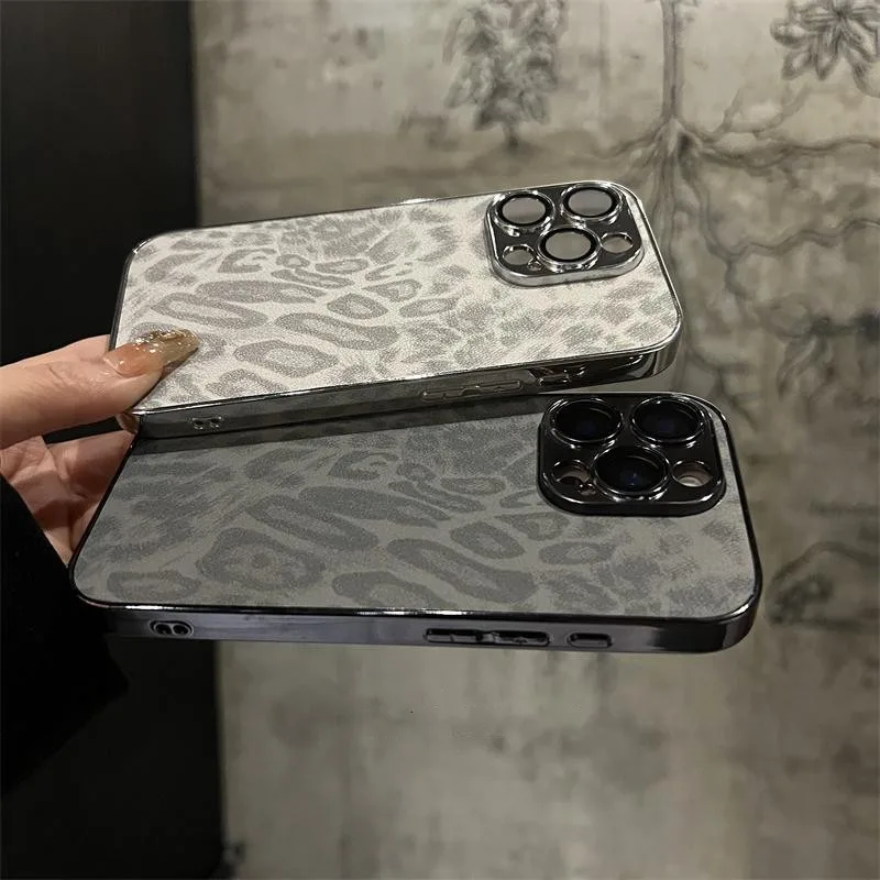 Luxury Leopard Texture Leather Case with Shockproof Lens Protection