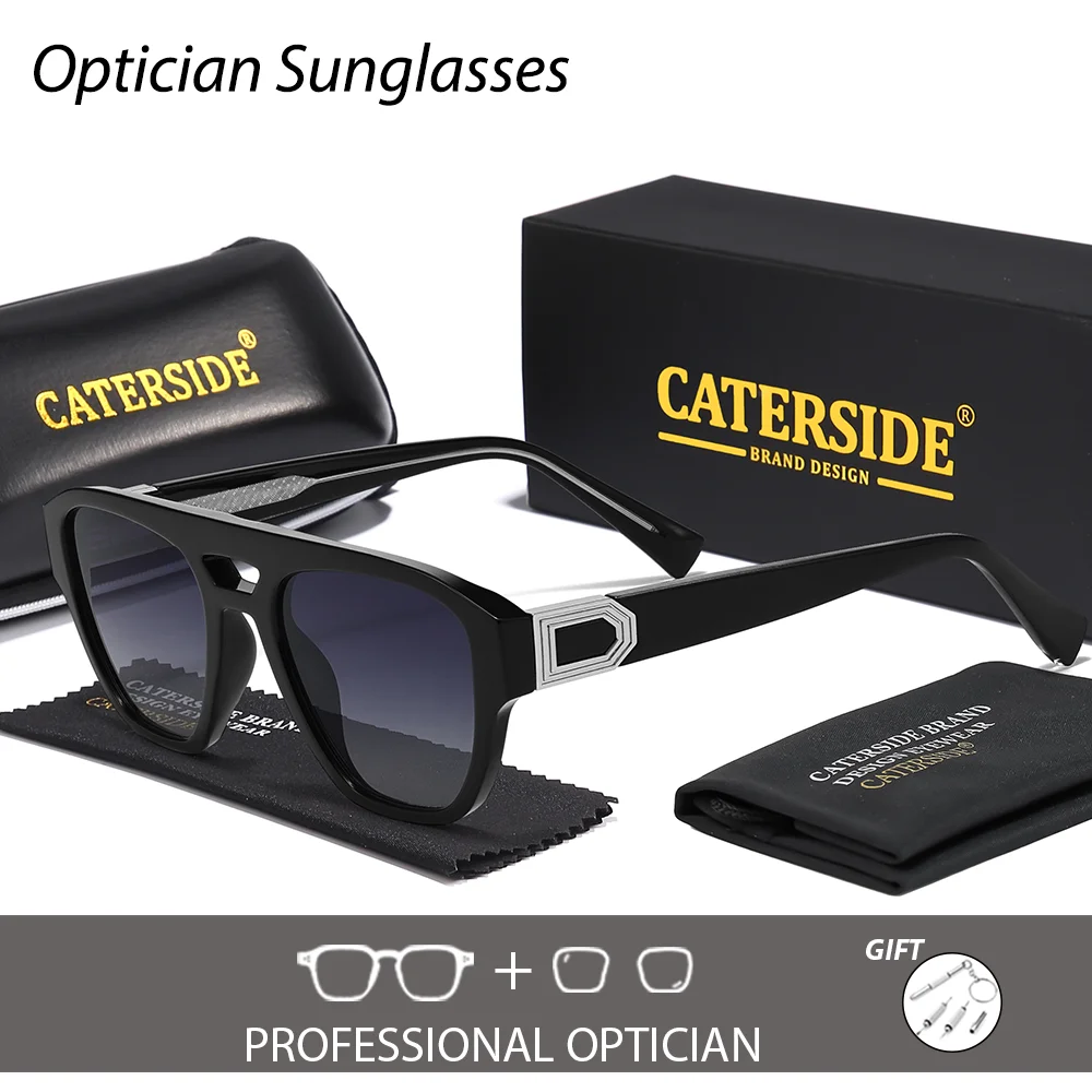 CATERSIDE Männer Optische Sonnenbrille Quadratischen Großen Rahmen Flache Top Doppel Brücken Rezept Brillen Outdoor Sport Brillen UV400 – Detail 11