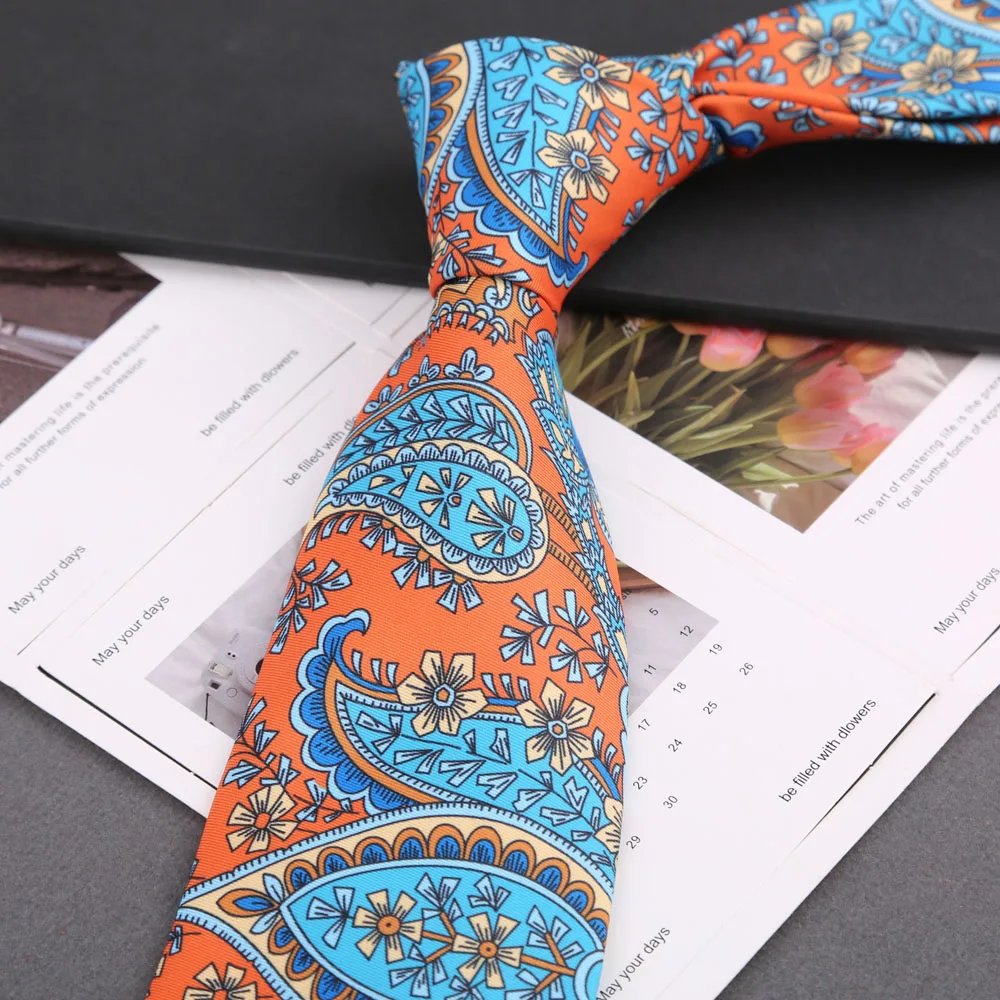 Weiche Herren-Krawatte aus Seidenimitat, bunt, 8 cm, Paisley-Blumen-Punktmuster, Business-Party-Krawatte, Accessoires, Geschenke – Detail 18