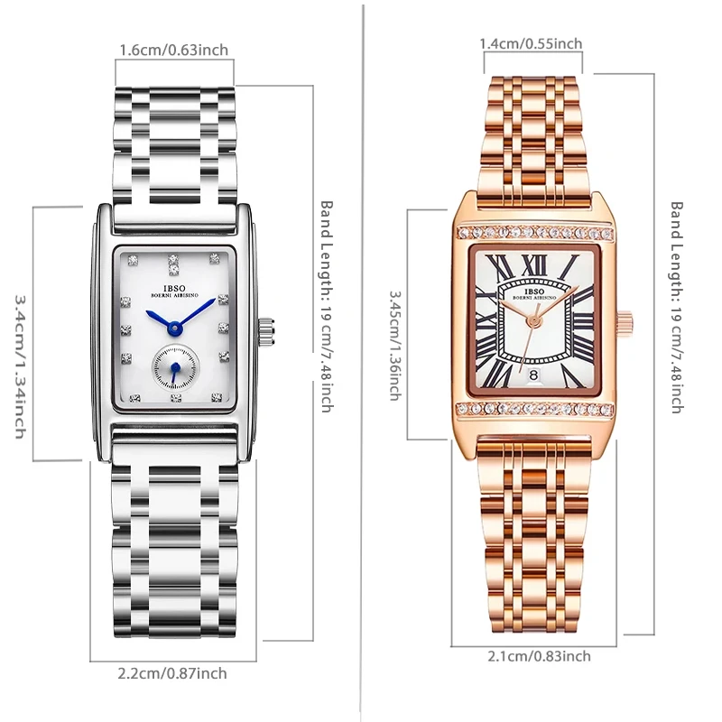 Fashion Women Rectangular Watch Golden Steel Waterproof Hand Clock Female Gifts Original Luxury Brand Ladies Wristwatch Silver
