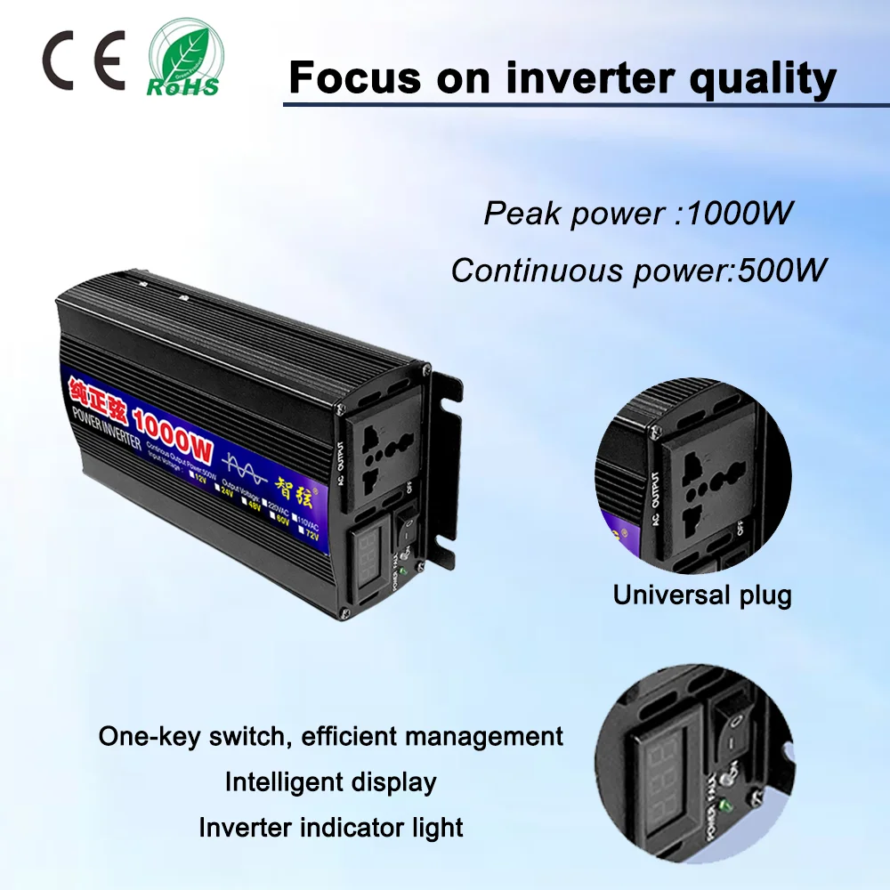 Inverter A Onda Sinusoidale Pura 220V 12V 24V 1000W 1600W 2000W 2600W 3000W 4000Wcar Power Inverter Inverter Di Bordo Per Uso Generale
