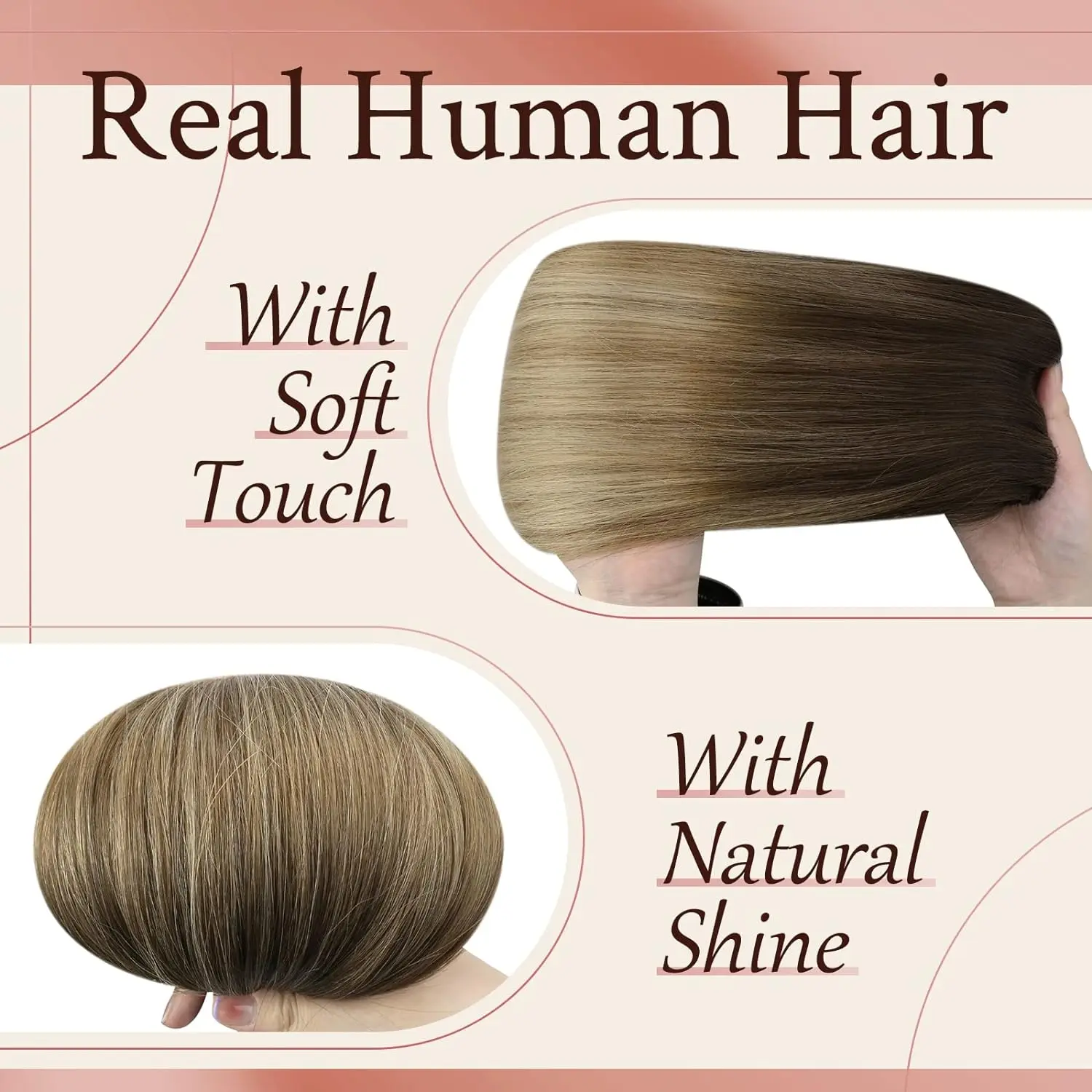 VeSunny Clip in Hair Extensions Human Hair Balayage Hair Extensions Clip Real Human Hair Clip12-24 inch