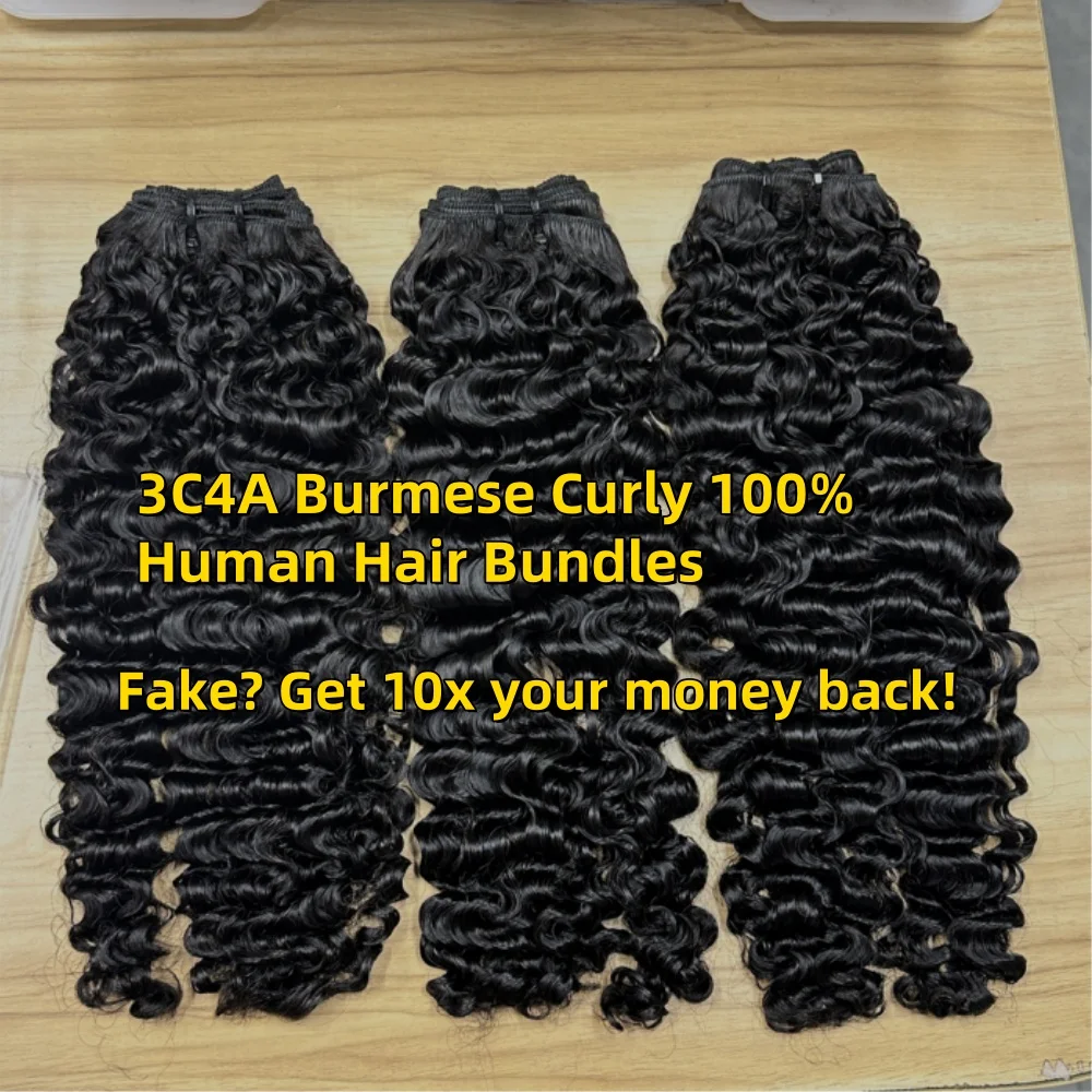 Human Hair Wigs Human Hair Bundles 3C4A Burmese Curly Hair Bundles Virgin Human Hairs Extensions For Full Head 18A