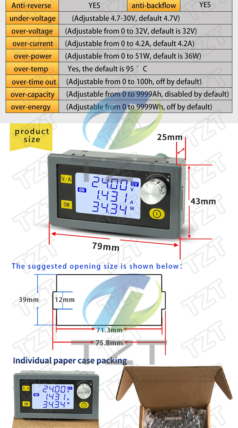 35W/80W DC-DC Buck-Boost-Wandler CC CV Einstellbarer DC-Spannungsregler Netzteil Step-Down Stabilisiertes Modul 6-36V 5-30V – Detail 4