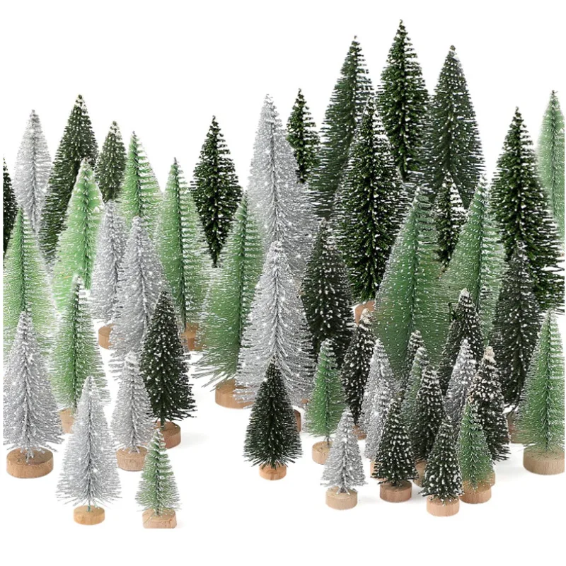 Mini Christmas Tree Set, Blue Green Tower Pine Xmas Decor with Gift Boxes, Desktop Ornaments for Holiday Home Party Decorations