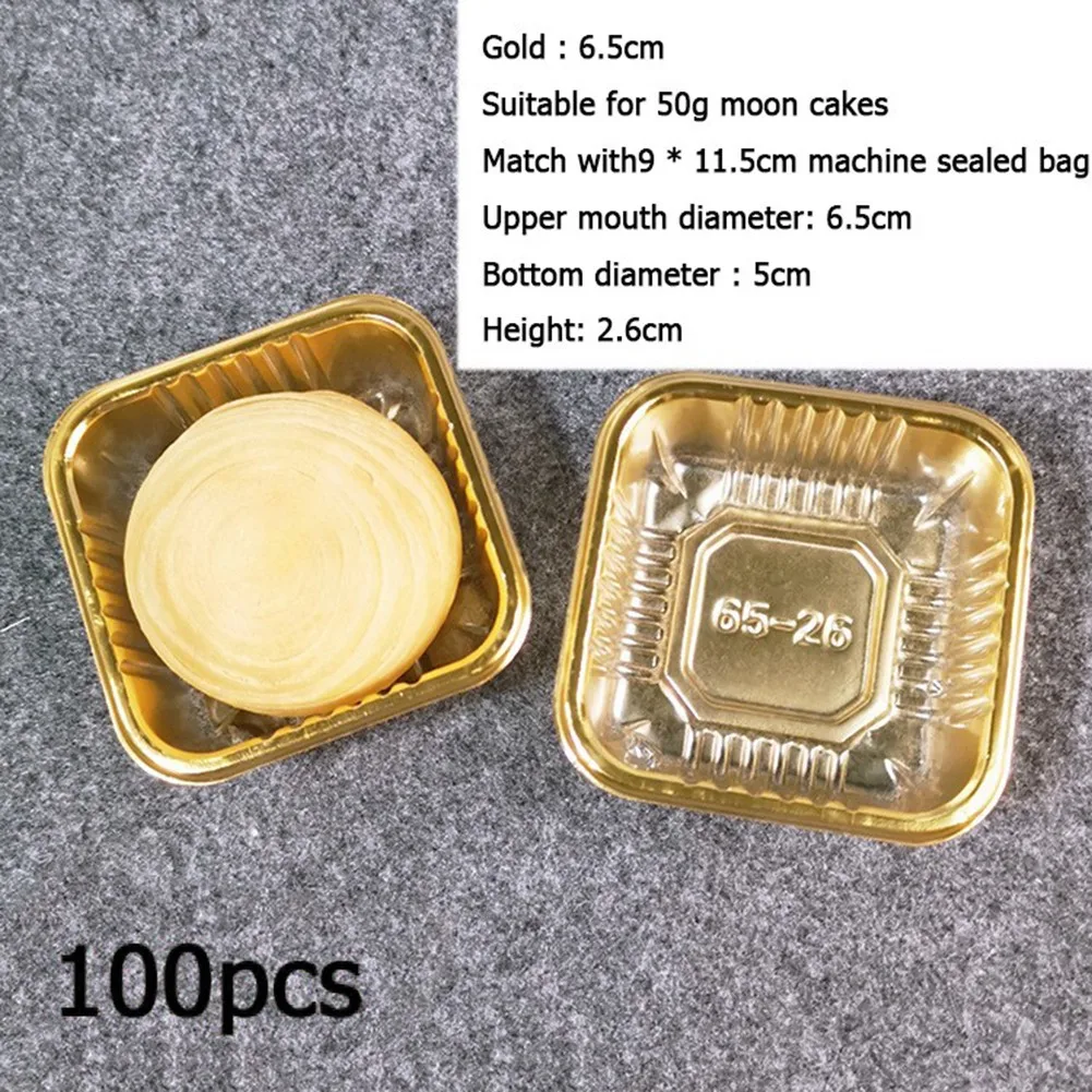 

Durable Mooncake Inner Blister Box, Transparent and Golden, Chemical Free Food Grade Plastic, Suitable for 50g Moon Cake