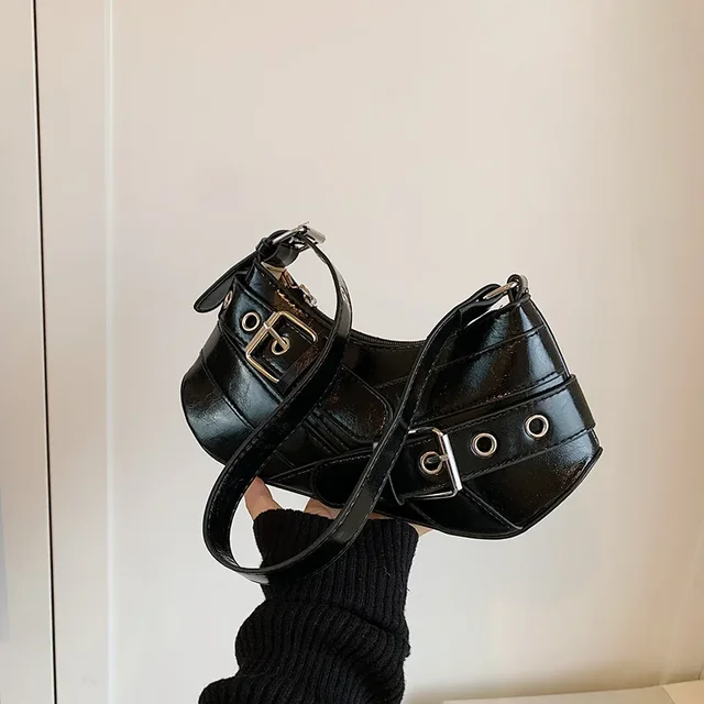 Gothic Punk Y2K Shoulder Bags for Women Fashion Pu Leather Ladies Underarm Bag Design Vintage Female Handbags Small Tote Purse