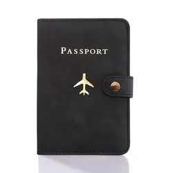 Sleek Leather Waterproof Travel Wallet with Buckle Closure (C Black)