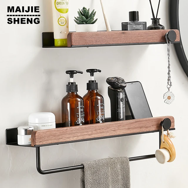 Punch Free Floating Shelves for Wall Storage Self-adhesive Rack 20-50cm  Kitchen Home Decor Bathroom Accessorie Modern Matt Black - AliExpress