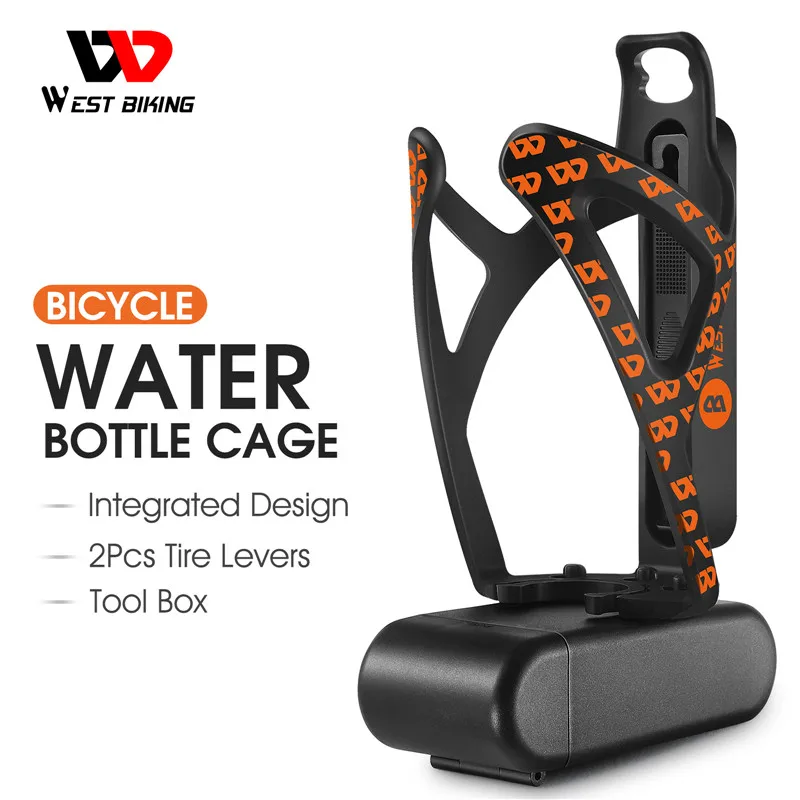 

WEST BIKING Bicycle Bottle Holder With 2 Tire Levers MTB Road Bike Bottle Cage Portable Tool Box Cup Racks Cycling Accessories