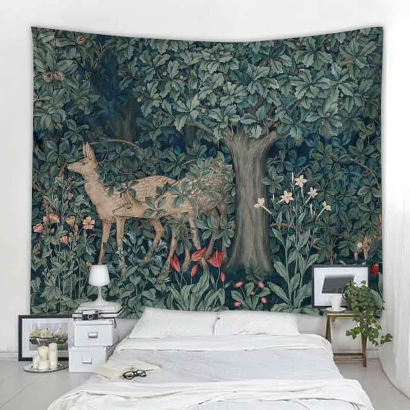

Psychedelic animal print pattern tapestry wall Hanging Retro tropical plant background Bukavaii home decor tapestry
