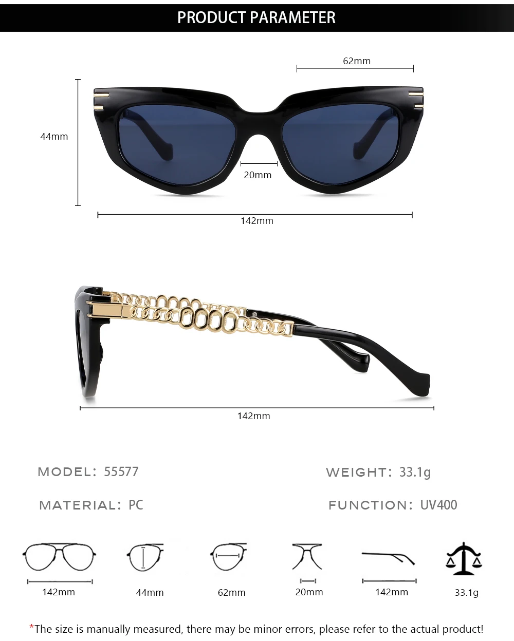 55577 metall Hohl Kette Presbyopie Brille Frauen Katze Augen Retro Luxus Brille Rahmen Marke Designer Computer Literatur Gläser – Detail 2