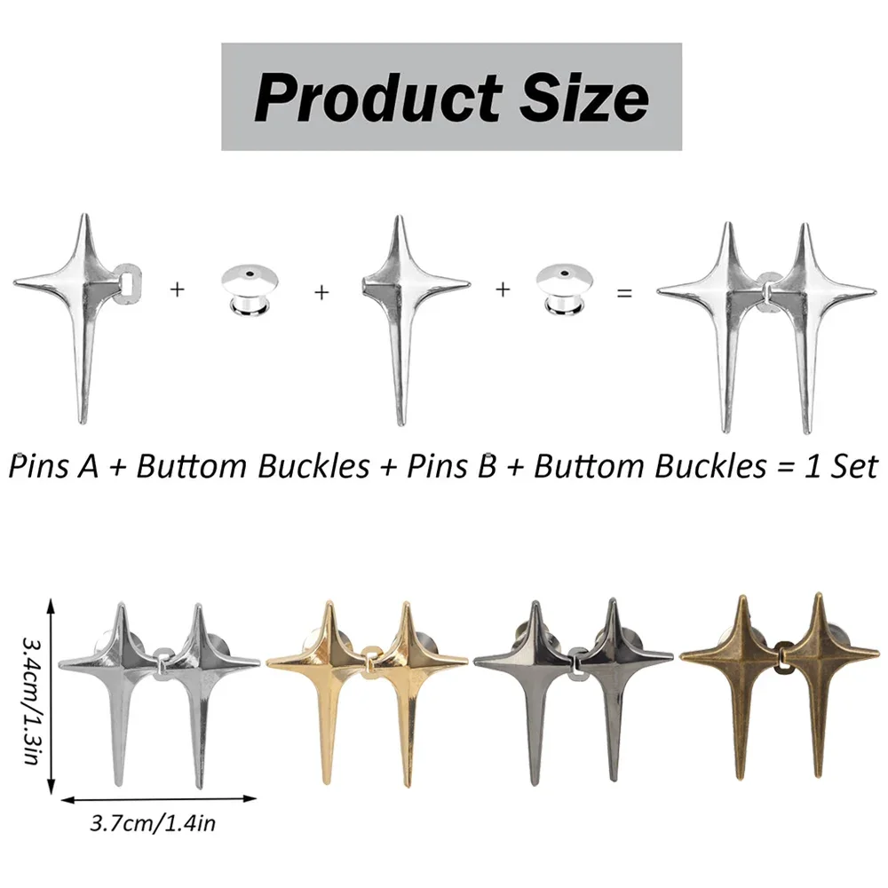 1/4Set Adjustable Waist Buckle Cross Star Shape Jean Buttons Pins Detachable Metal Buttons Waist Tightener Clothing Accessories 6