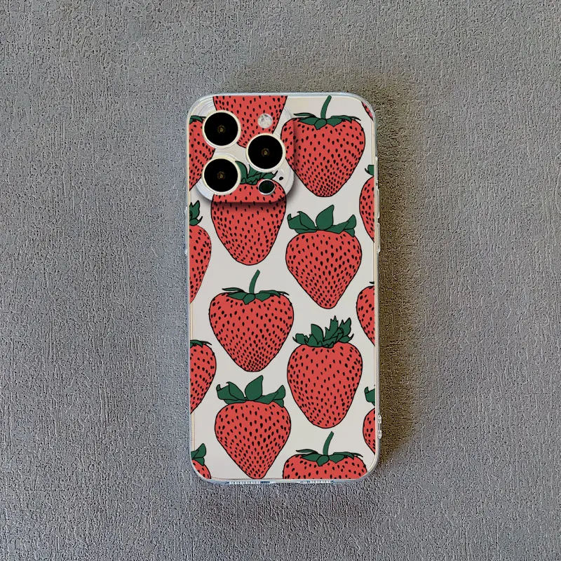 Vibrant Banana Strawberry Transparent Phone Case - Clear Protective Cover