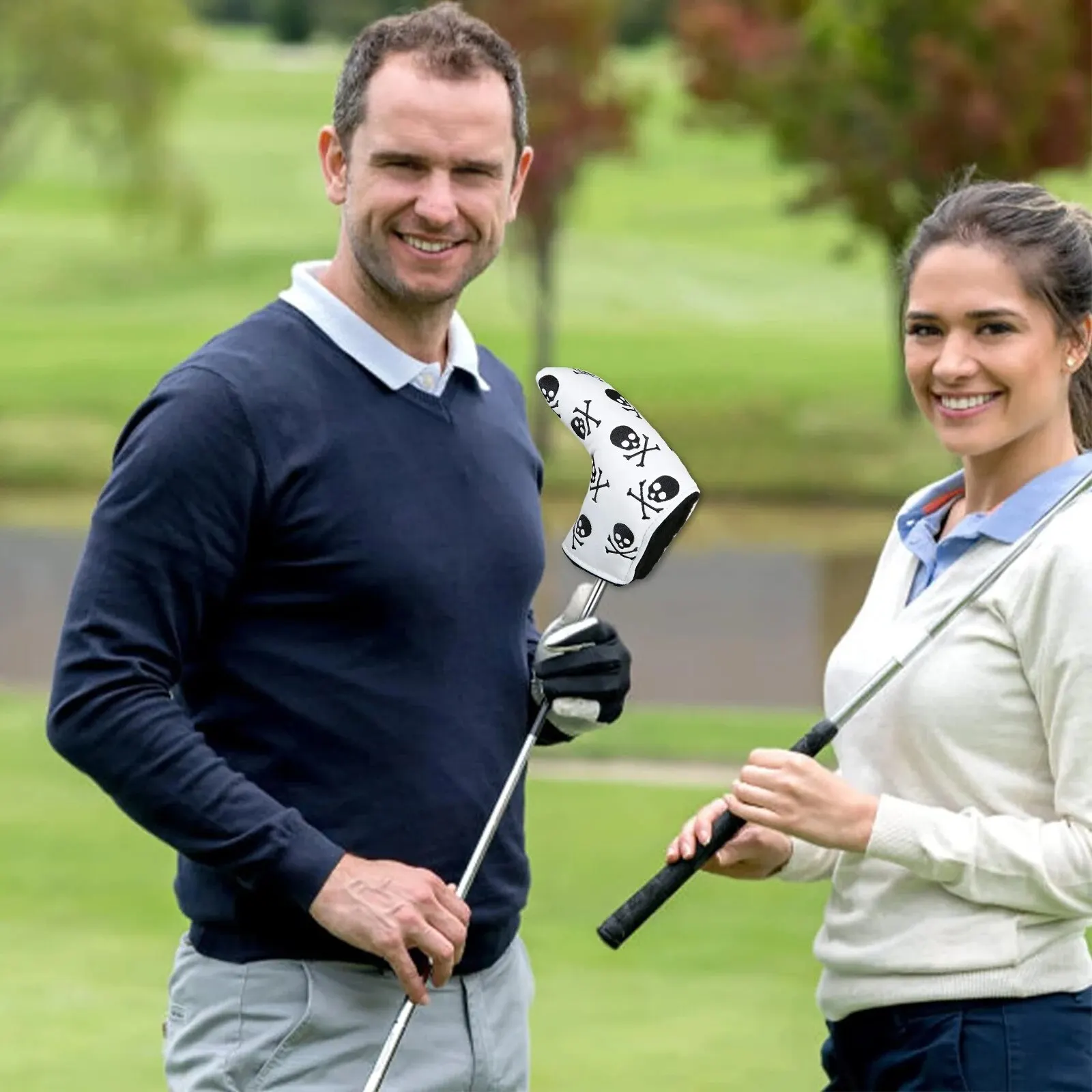 Golf putter head covers Blade Club Headcover PU Leather Protector Black White for Men Women