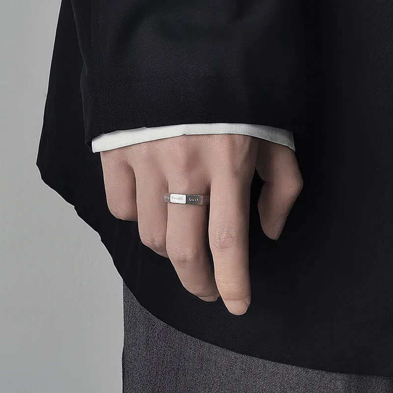 

Модный мужской простой браслет в стиле ретро Ins из серебра 925 пробы с одним кольцом на указательный палец, регулируемая ниша