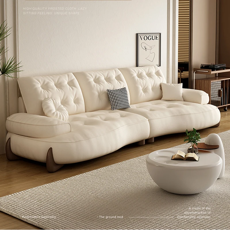 

Genuine Leather Relax Soft Sofa Sectional Luxury Curved Italiano Modern Puffs Sofa Floor Luxury European Salon Meuble Furniture