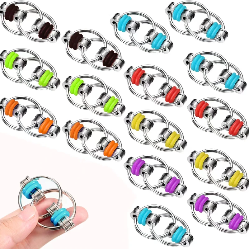 Creative Metal Fingertip Rotation Key Chains Decompression Spinner Anti Anxiety Bearing Lightning Cool Trendy Hanging Key Rings